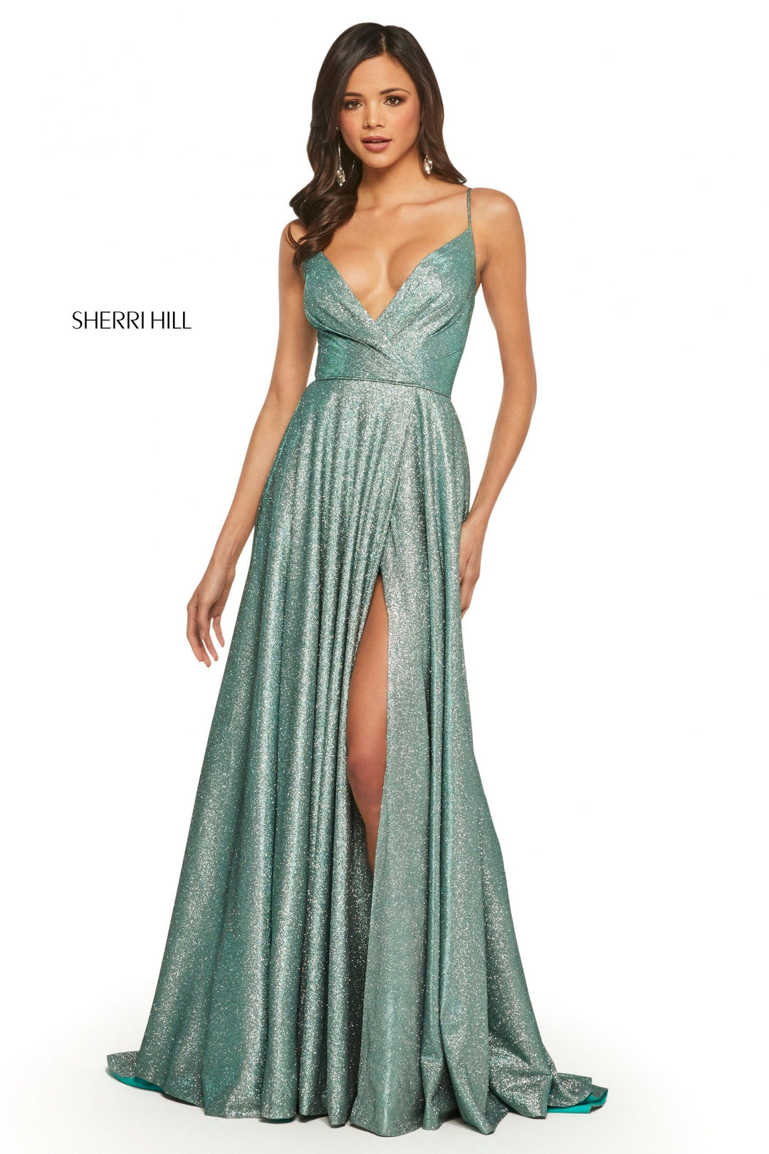 Sherri Hill 52977 aqua/silver
