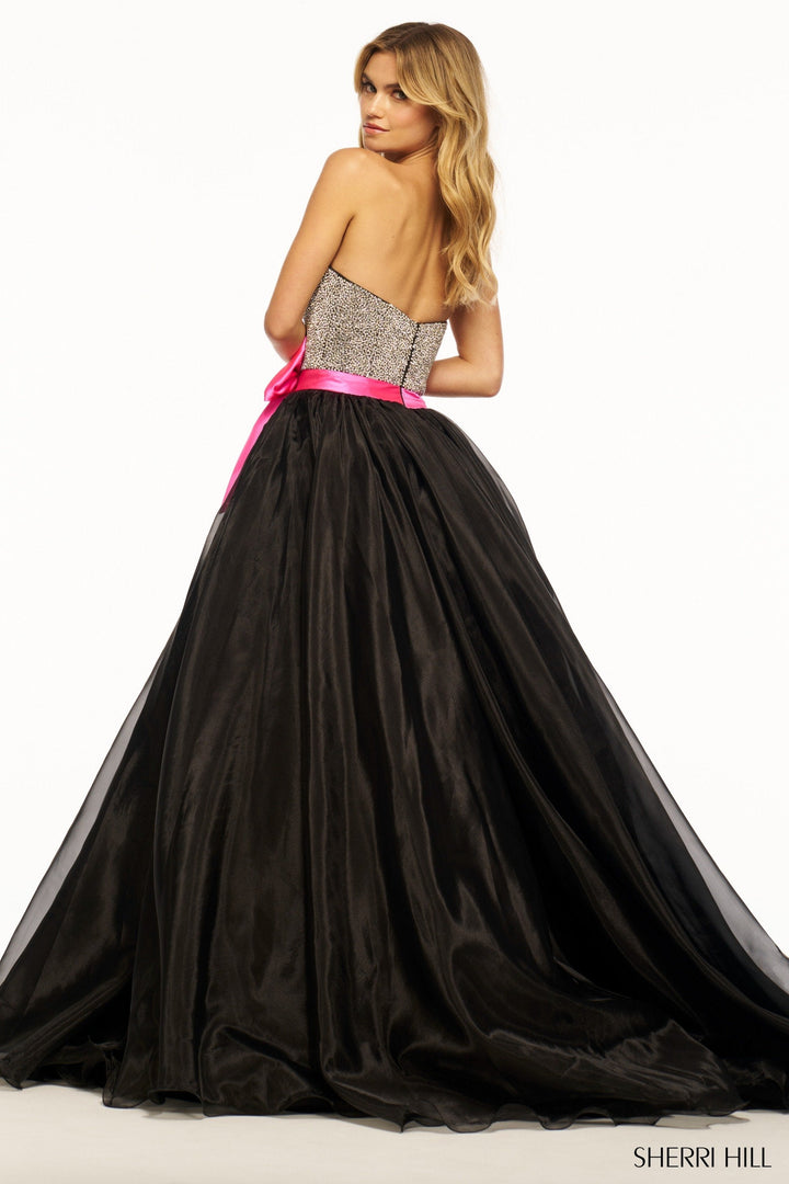 Sherri Hill 55956 Black Fuchsia Prom Dress