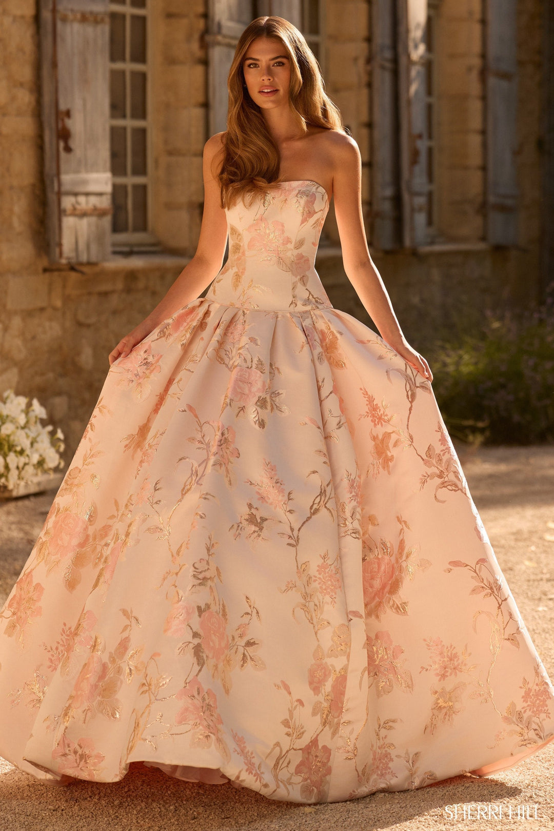 Sherri Hill 58594 blush print