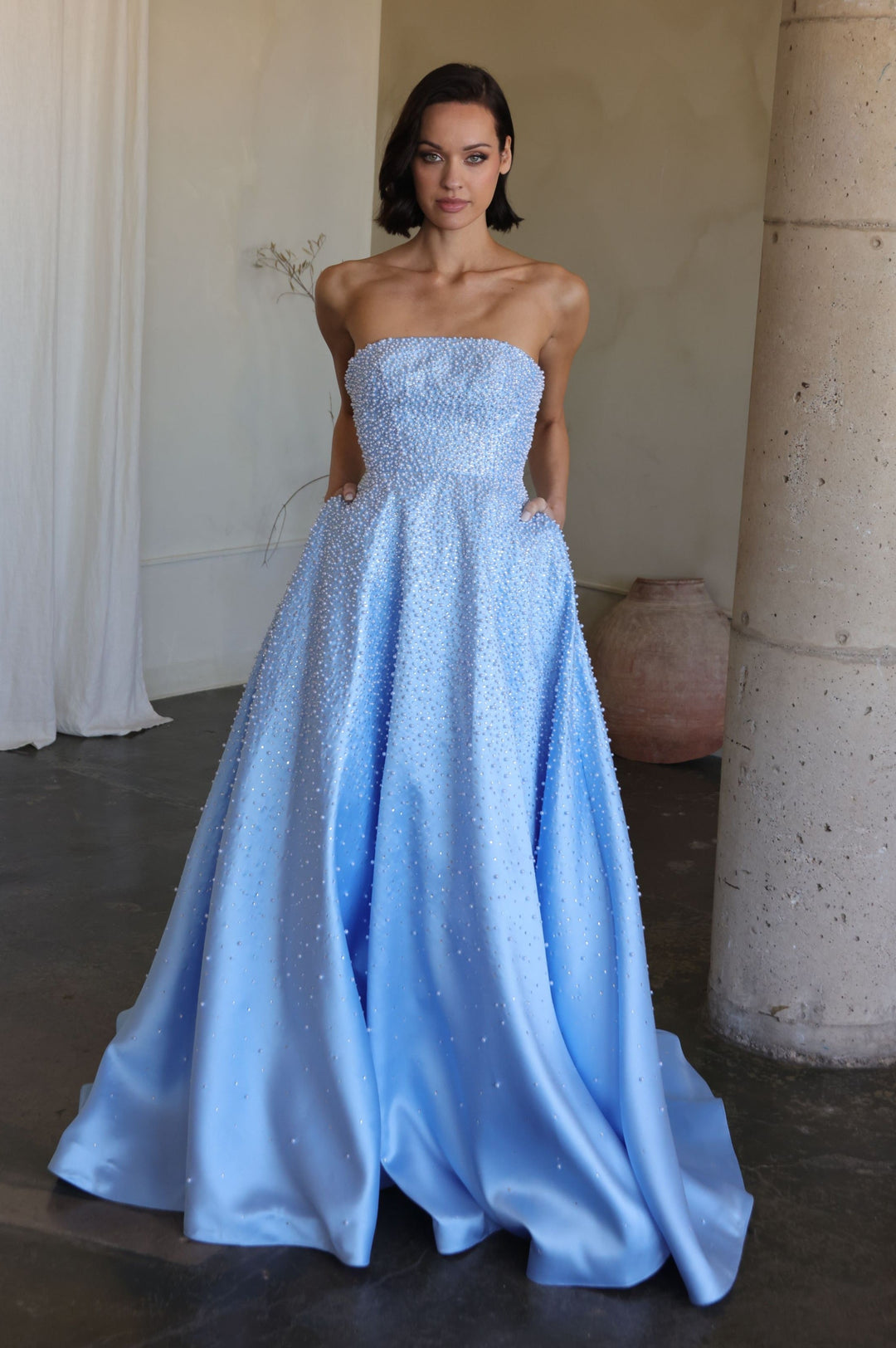 Ava Presley 42500 - Strapless Beaded Blush A Line Gown