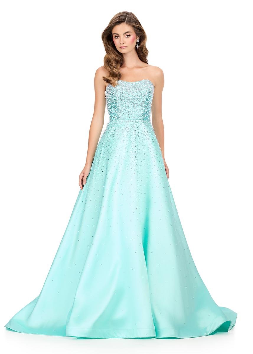 Ashley Lauren 12192 Aqua Prom Dress