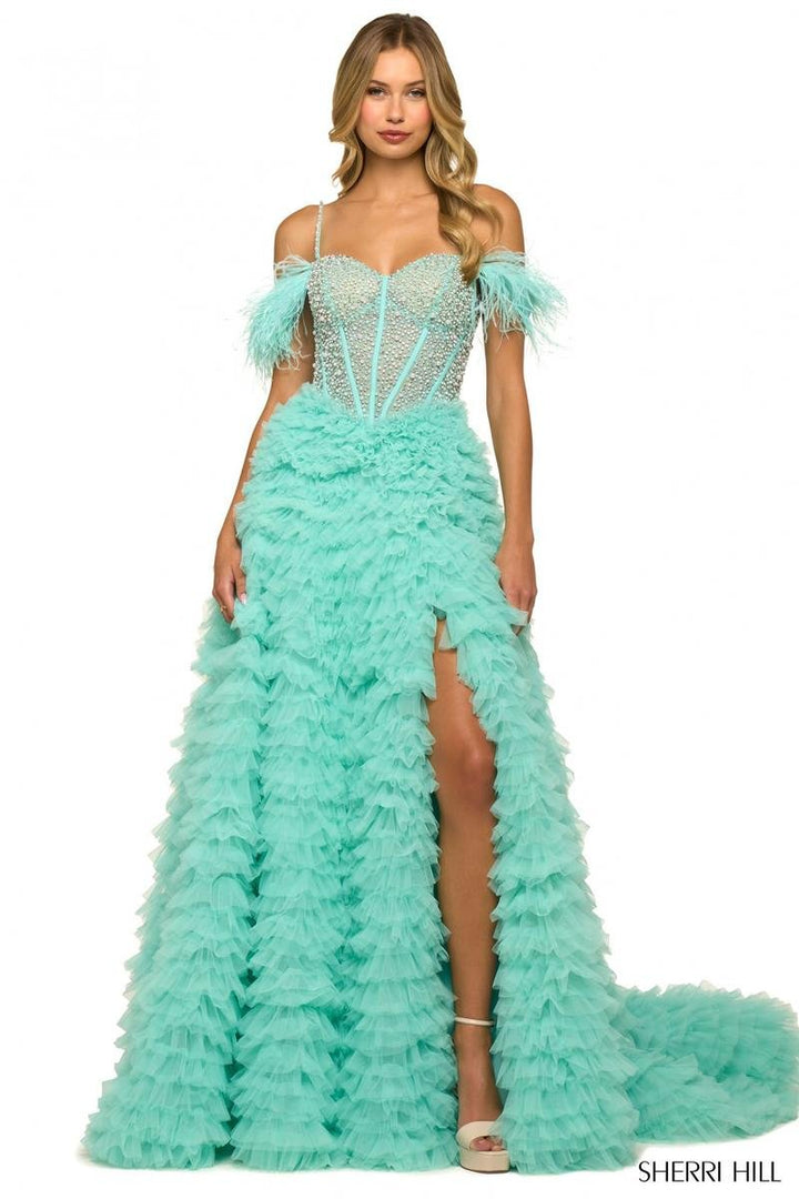 Sherri Hill 55387 Aqua Prom Dress