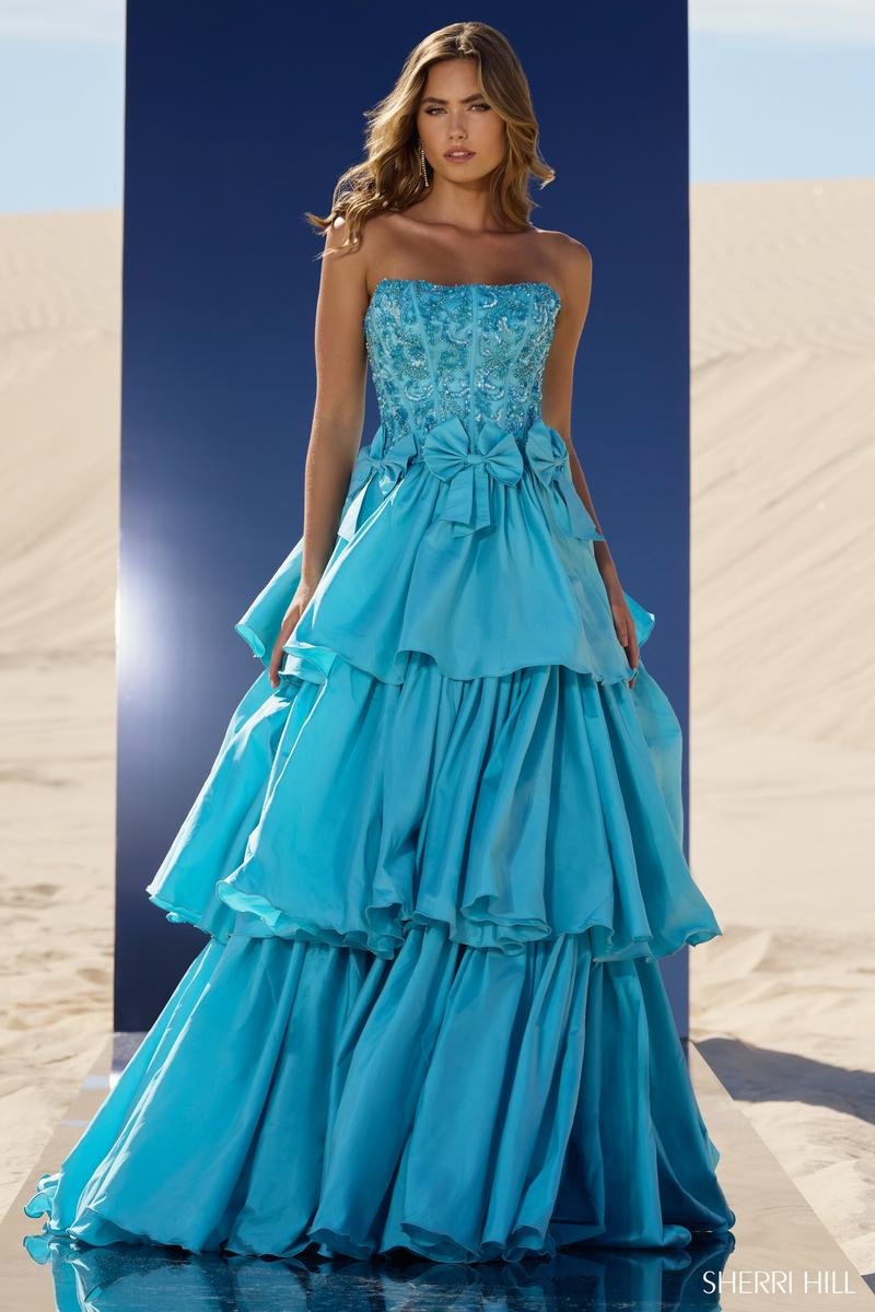 Sherri Hill 56838 Aqua Prom Dress