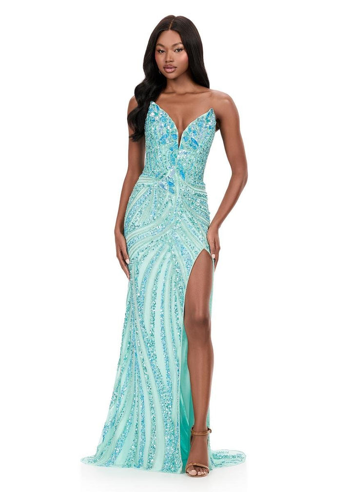 Ashley Lauren 12230 Aqua Prom Dress