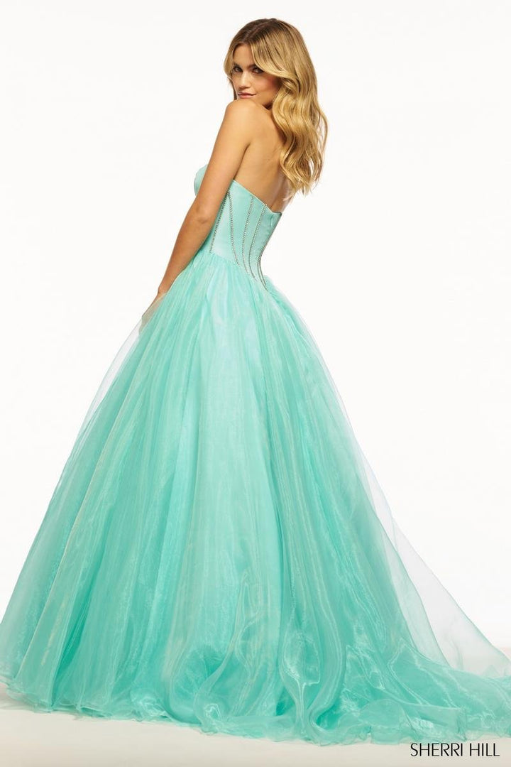 Sherri Hill 56028 Aqua Prom Dress