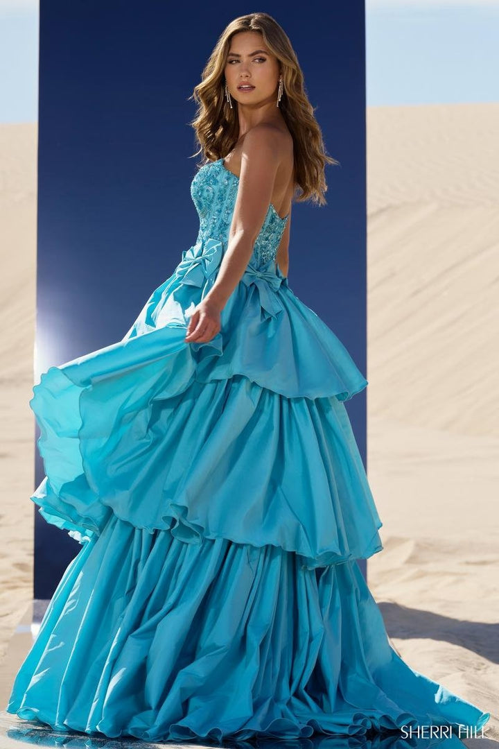 Sherri Hill 56838 Aqua Prom Dress