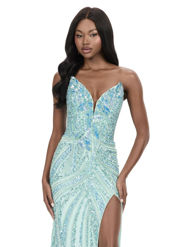 Ashley Lauren 12230 Aqua Prom Dress