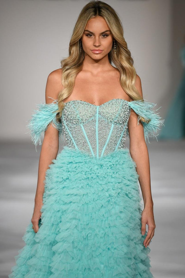 Sherri Hill 55387 Aqua Prom Dress