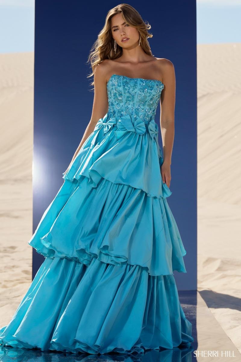 Sherri Hill 56838 Aqua Prom Dress