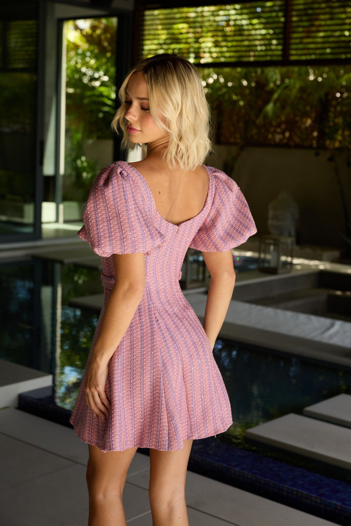 Ava Presley 26704 - Puff Sleeve Fitted Mini Dress