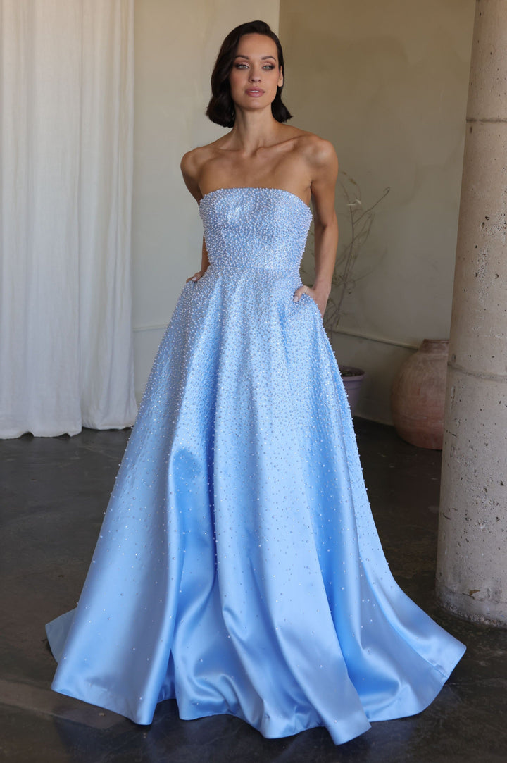 Ava Presley 42500 - Strapless Beaded Blush A Line Gown