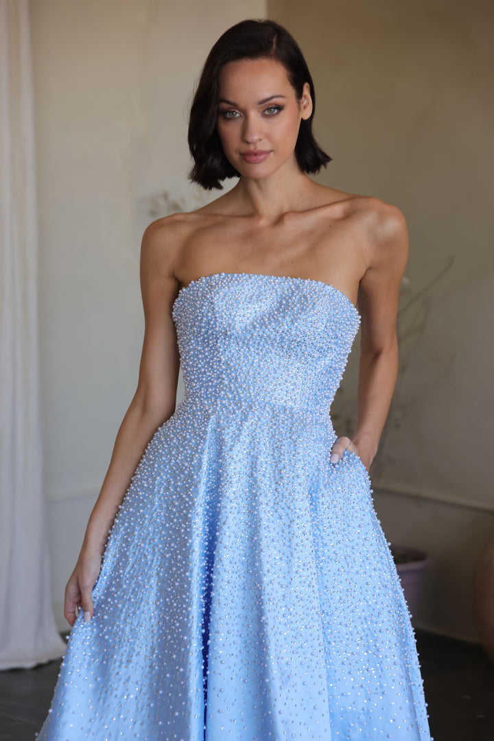 Ava Presley 42500 - Strapless Beaded Blush A Line Gown