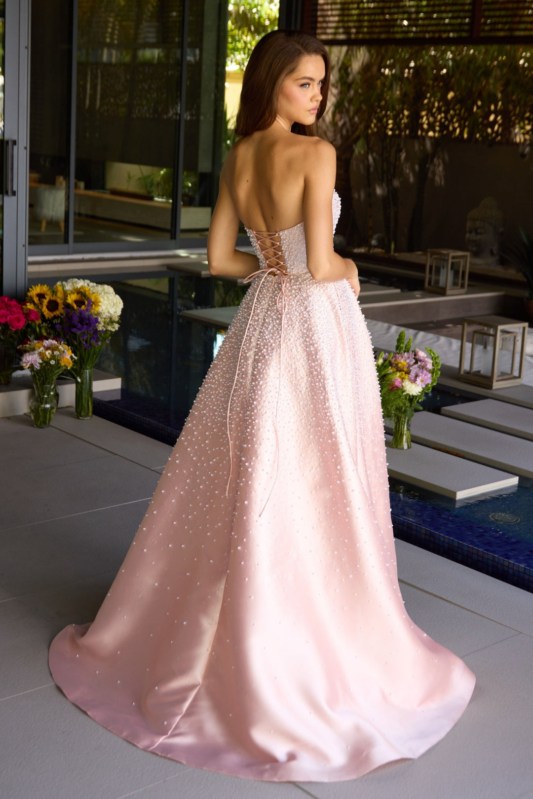 Ava Presley 42500 - Strapless Beaded Blush A Line Gown