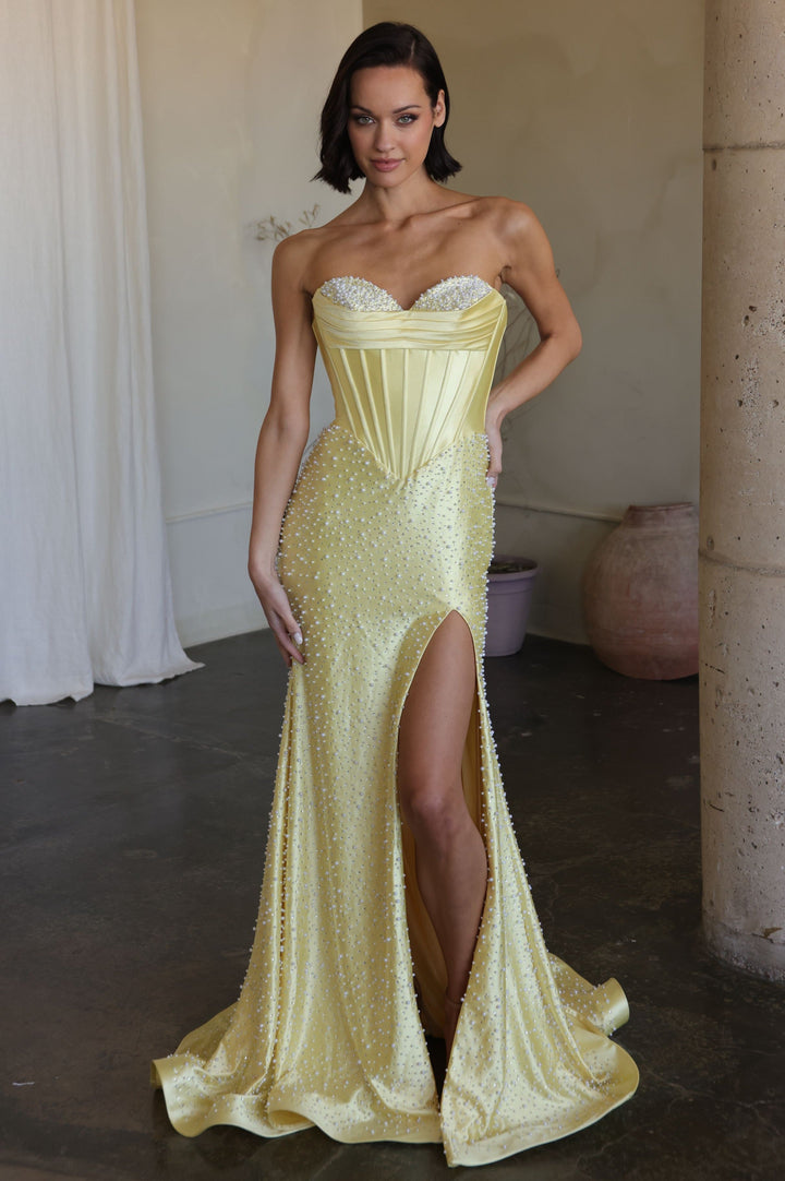 Ava Presley 42513 - Beaded Pearl Prom Dress Lace Up Back