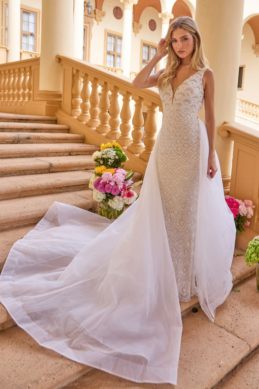 Ava Presley 47224 - Beaded Bridal Gown with Overskirt