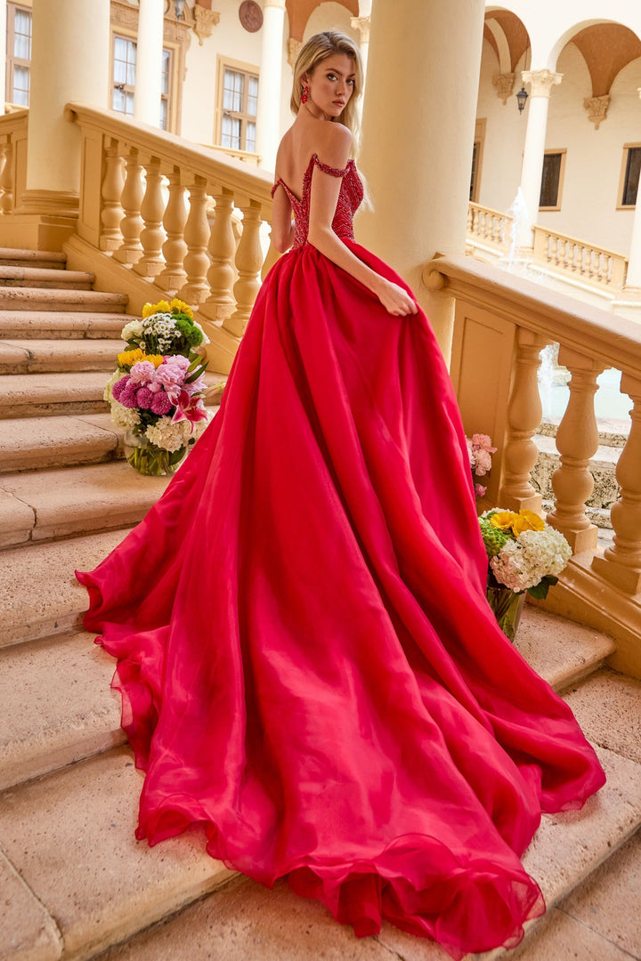 Ava Presley 47253 - Beaded Evening Gown with Slit