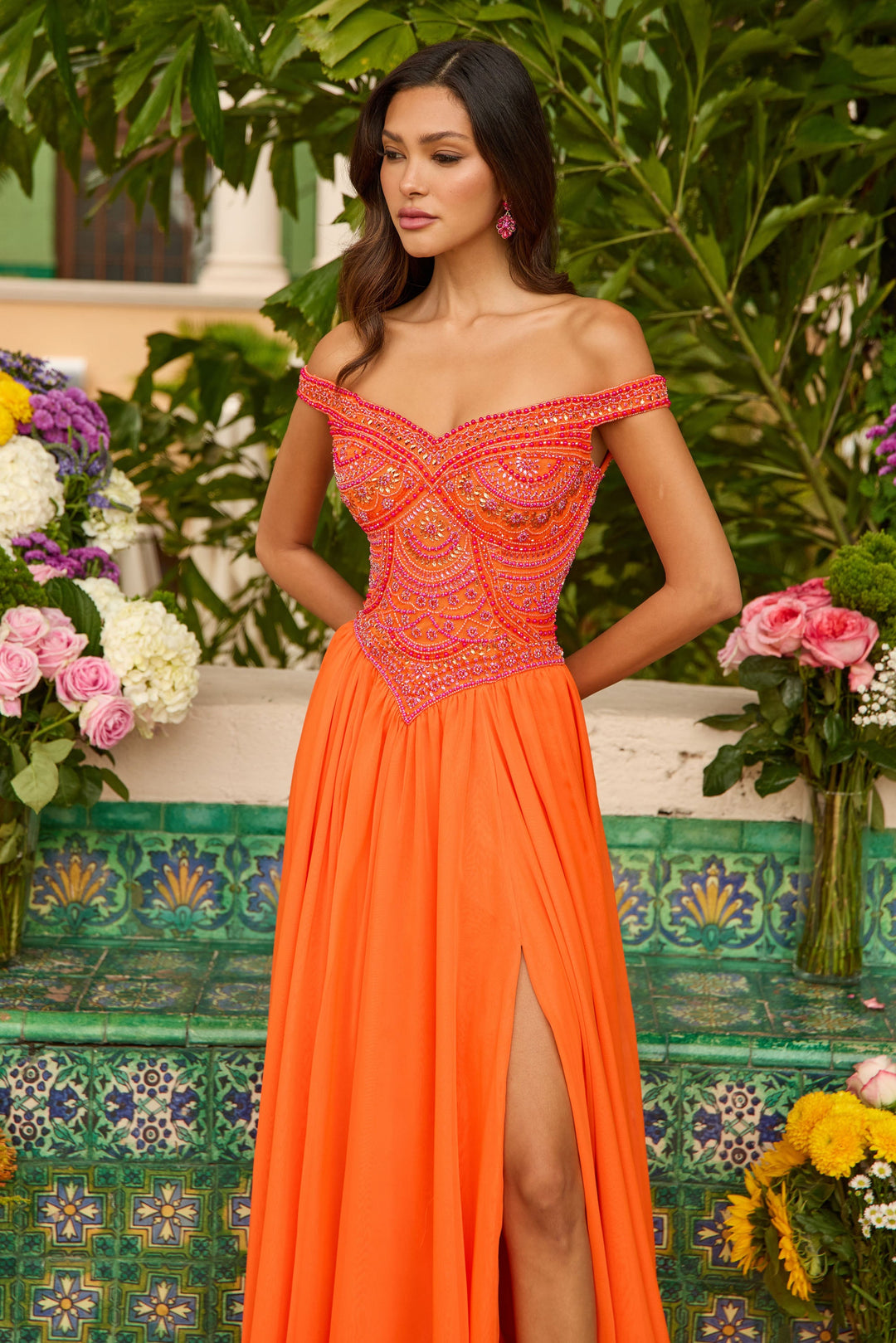 Ava Presley 47254 - Beaded Off the Shoulder Ballgown