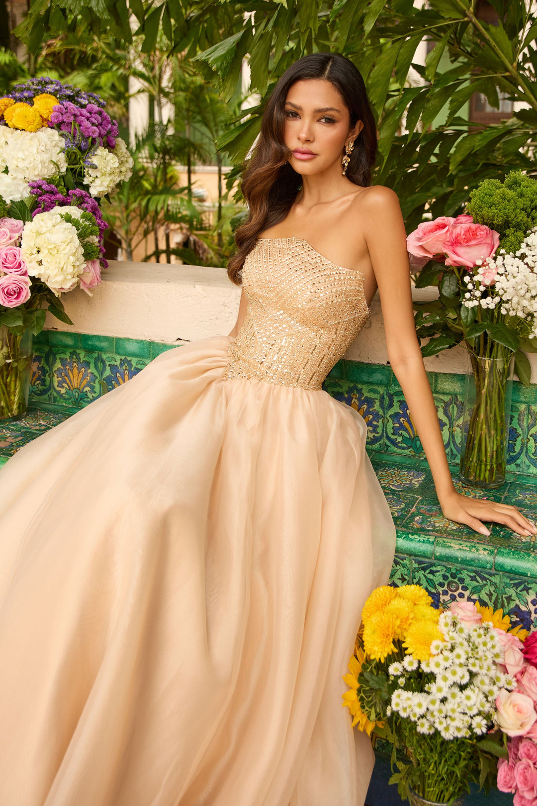 Ava Presley 47255 - Couture Beaded Organza Ballgown