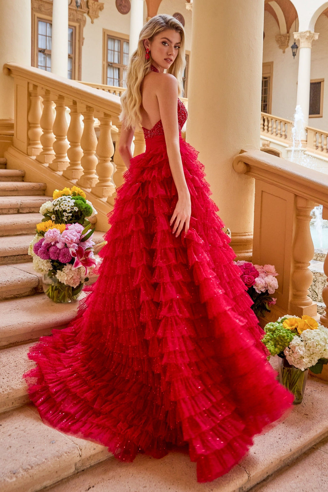Ava Presley 47258 - Beaded Bodice Tiered Ball Gown