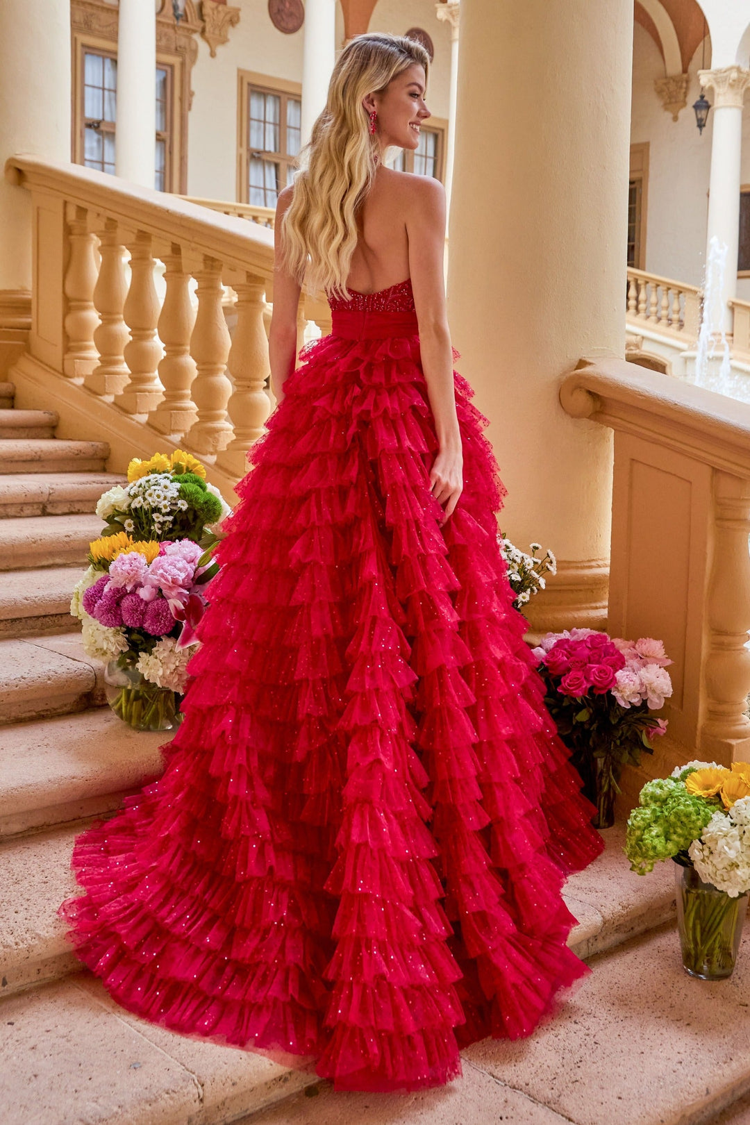 Ava Presley 47258 - Beaded Bodice Tiered Ball Gown