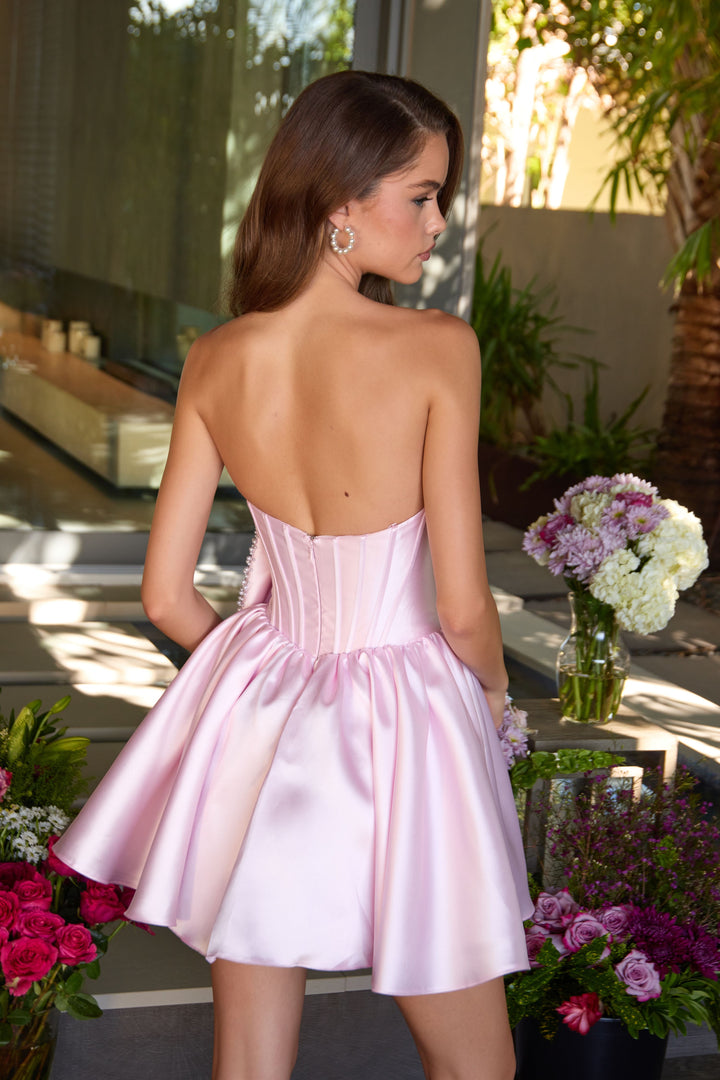 Ava Presley 47298 - Strapless Corset Bow Accent Mini Dress
