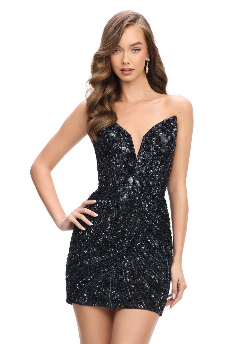 Ashley Lauren 4500 Black Prom Dress