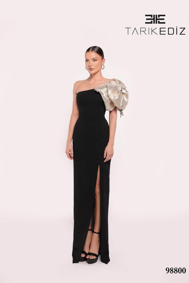 Tarik Ediz 98800 Black Gold Prom Dress