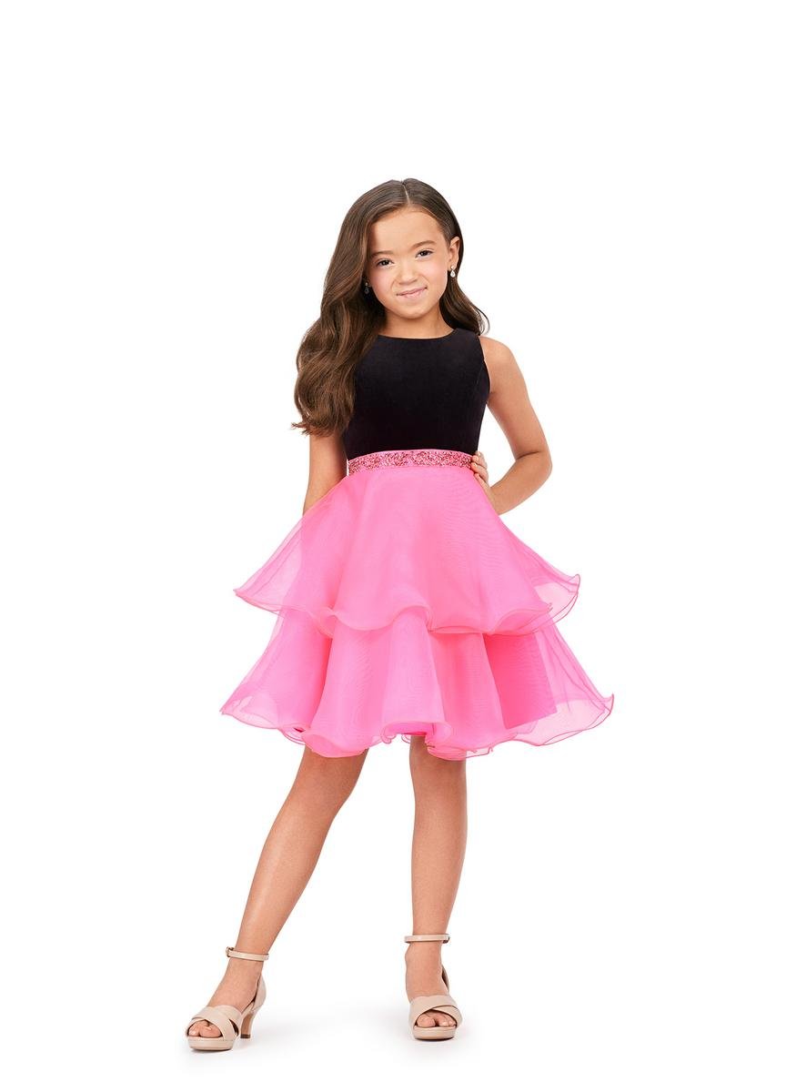 Ashley Lauren 8216 Black Hot Pink Prom Dress