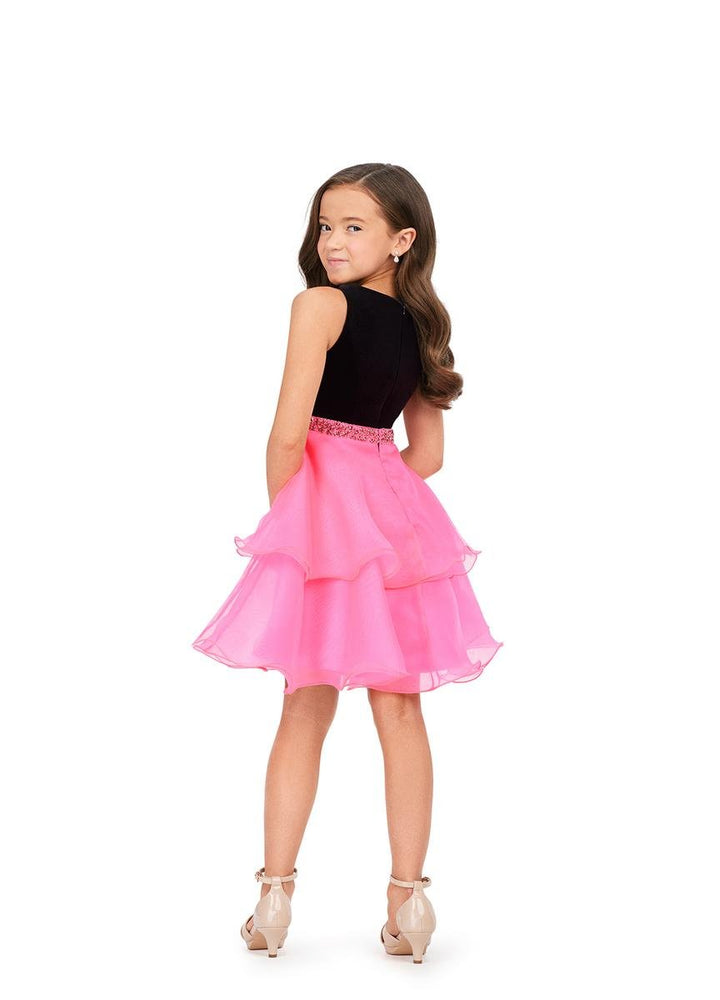 Ashley Lauren 8216 Black Hot Pink Prom Dress
