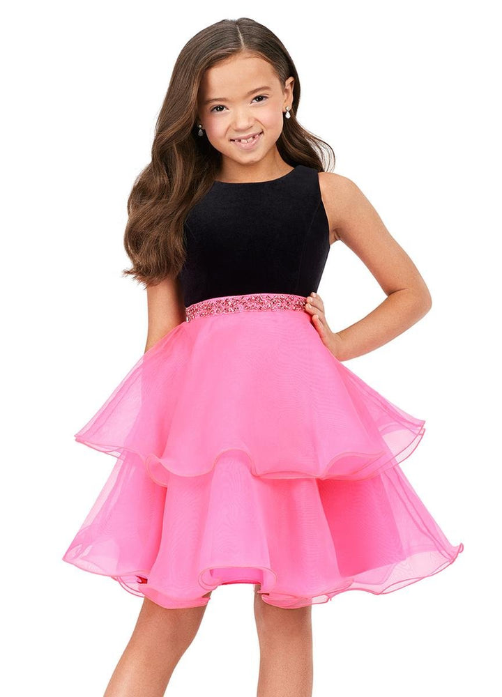 Ashley Lauren 8216 Black Hot Pink Prom Dress