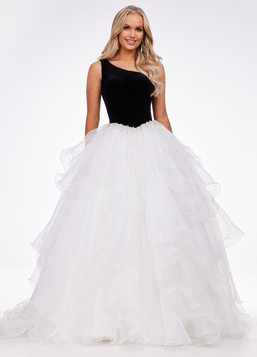 Ashley Lauren 11165 Black Ivory Prom Dress