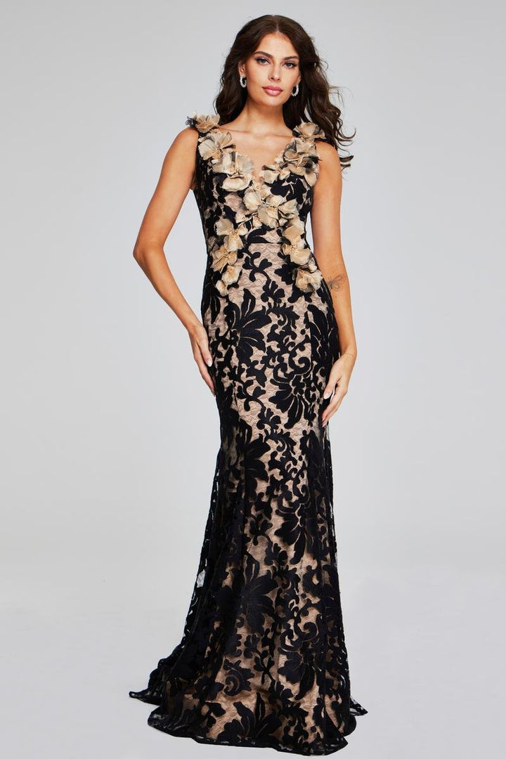 Jovani 38497 — Black/Nude