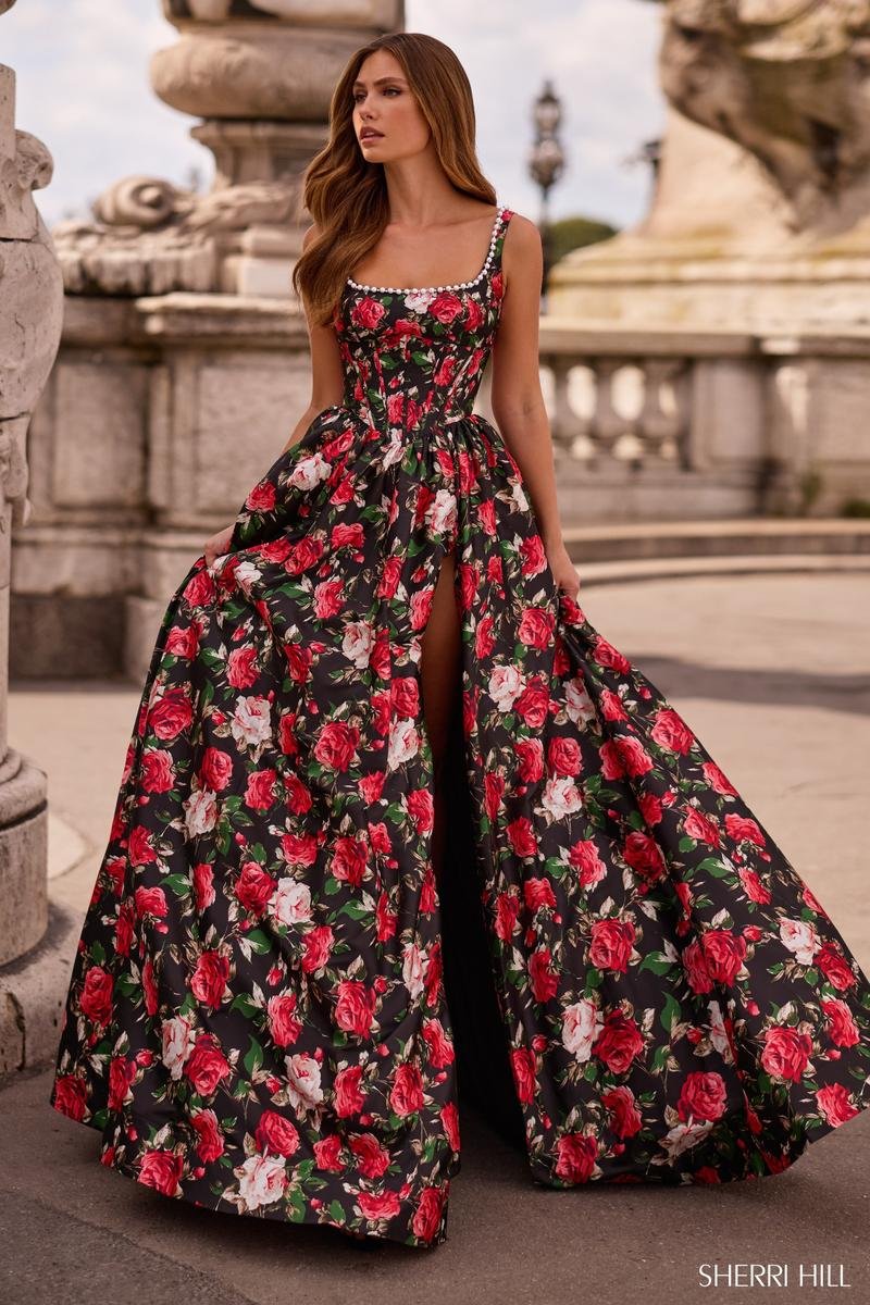 Sherri Hill 57725 Black Print Prom Dress