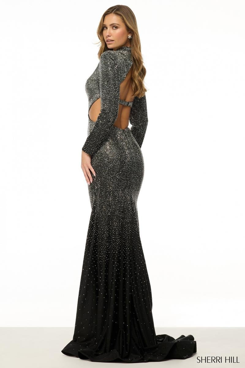 Sherri Hill 57003 Black Silver Prom Dress