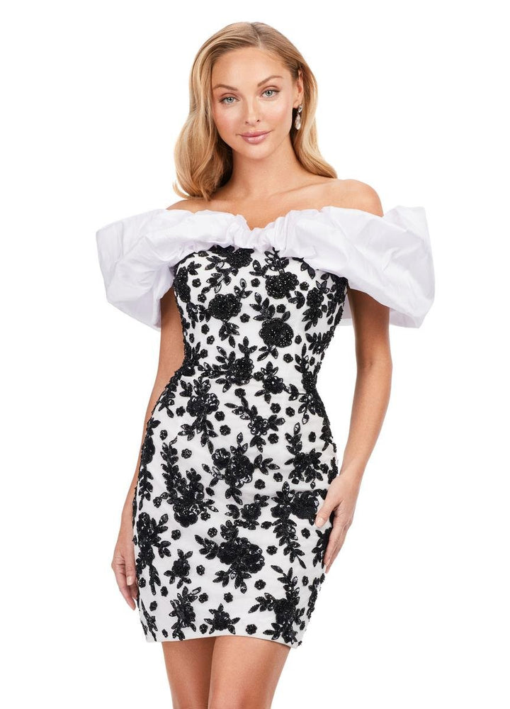 Ashley Lauren 4613 Black White Prom Dress
