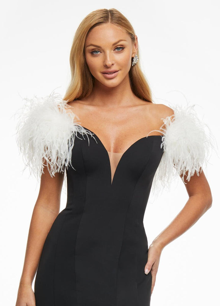 Ashley Lauren 11101 Black White Prom Dress