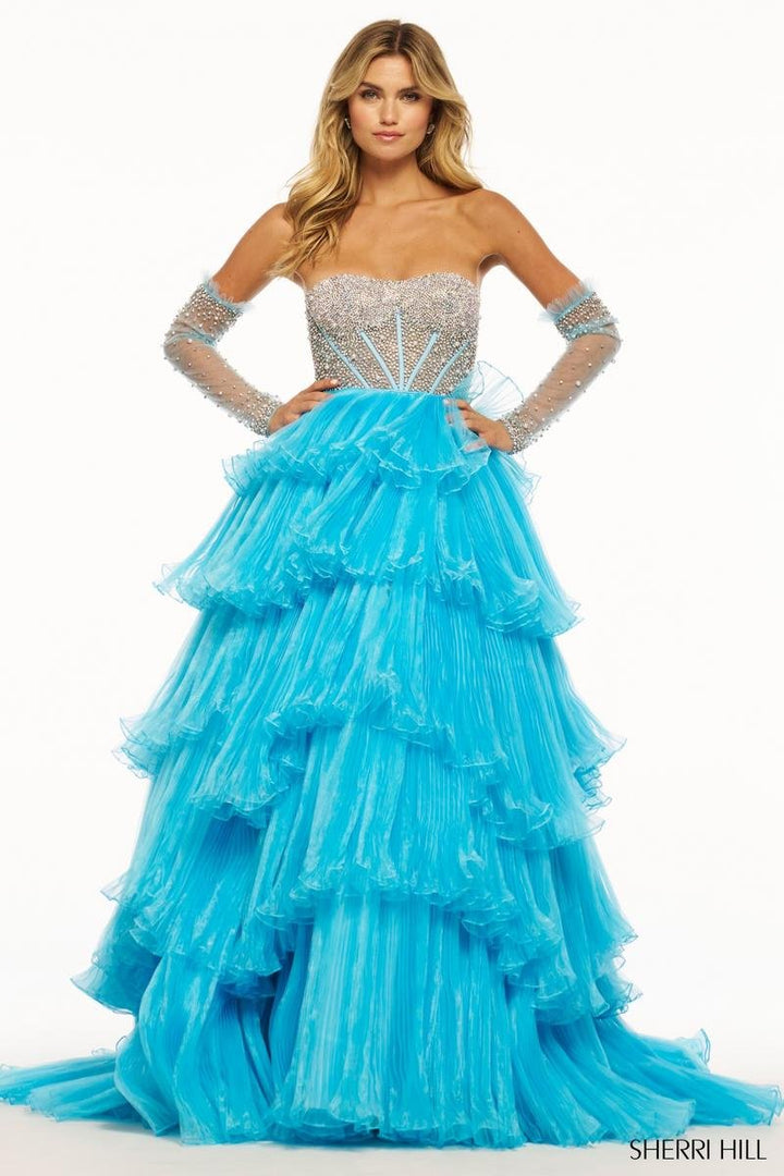 Sherri Hill 55648 Blue Prom Dress