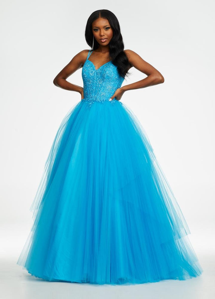 Ashley Lauren 11146 Blue Prom Dress