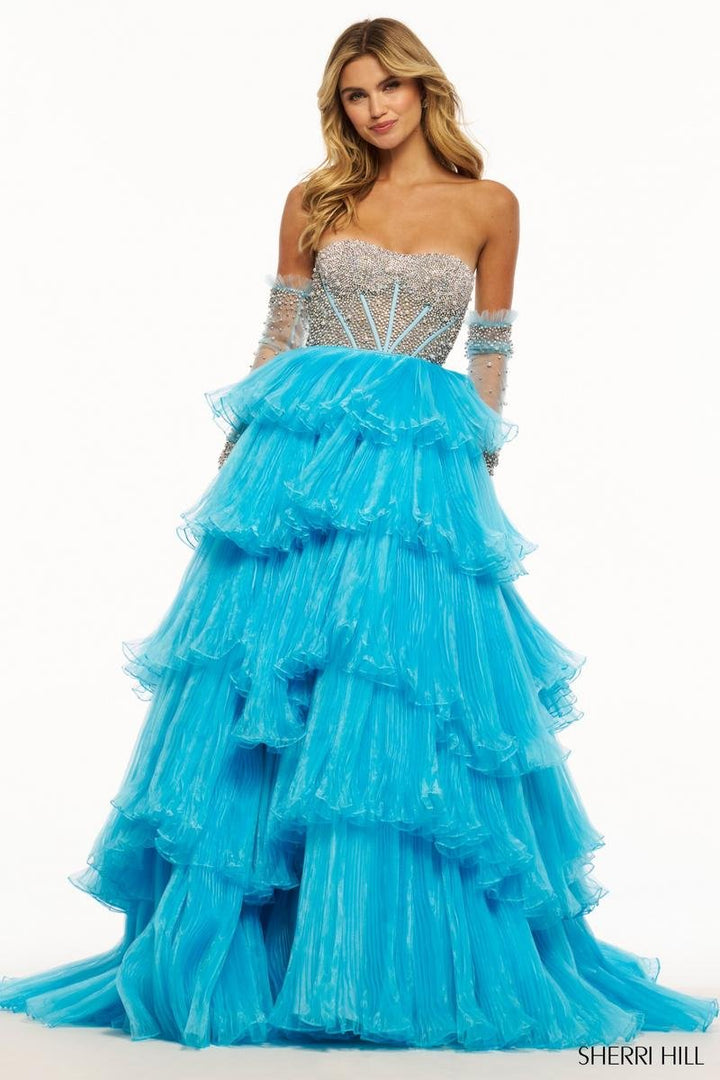 Sherri Hill 55648 Blue Prom Dress