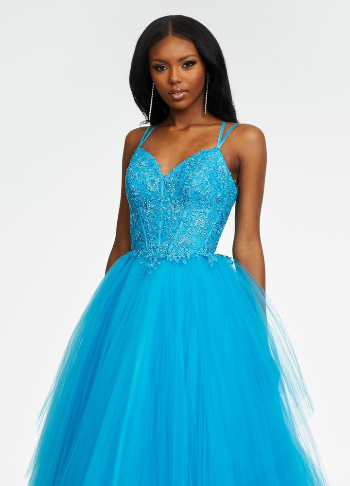 Ashley Lauren 11146 Blue Prom Dress