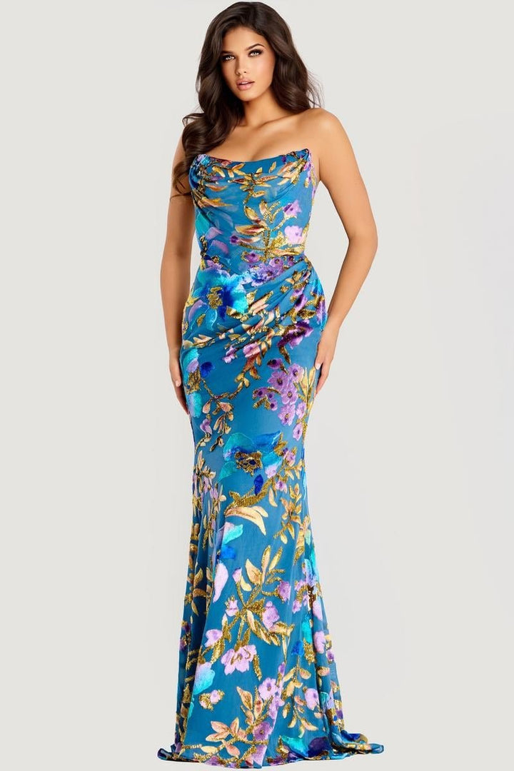 Jovani 47654 — Blue/Gold