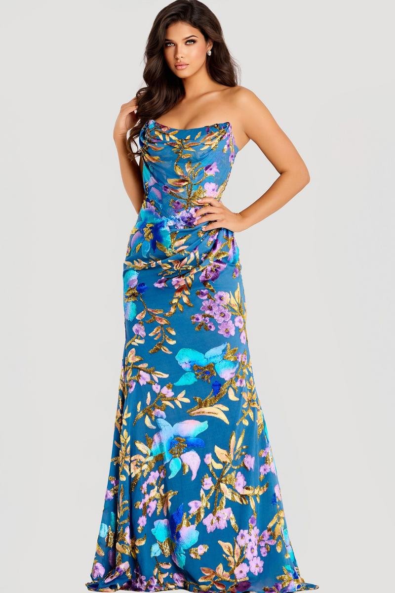 Jovani 47654 — Blue/Gold
