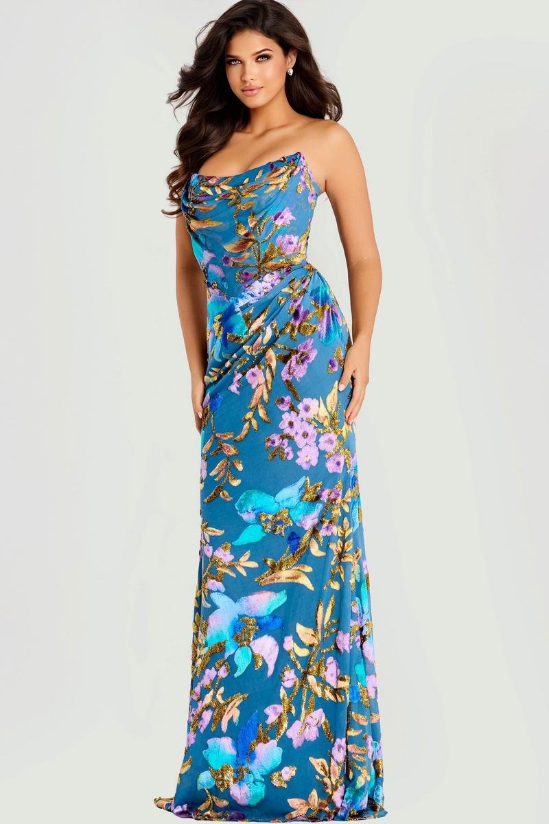 Jovani 47654 — Blue/Gold