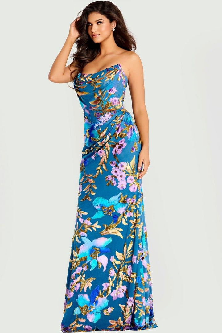Jovani 47654 — Blue/Gold