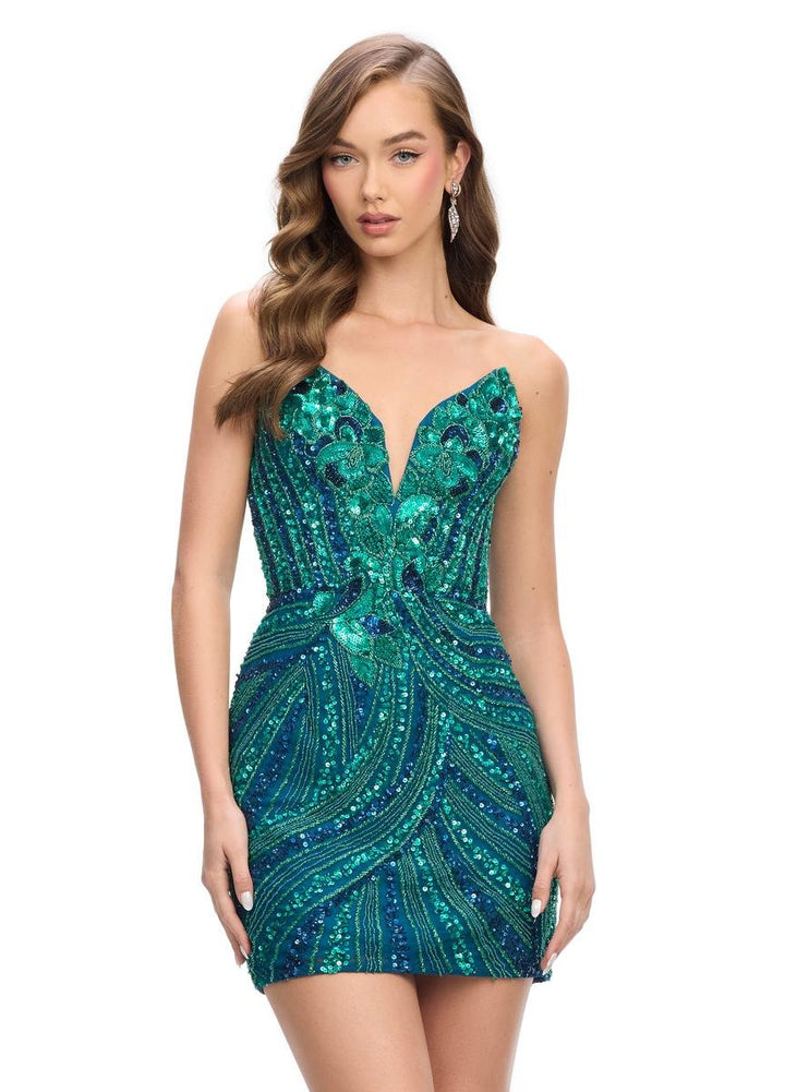 Ashley Lauren 4500 Blue Jade Prom Dress