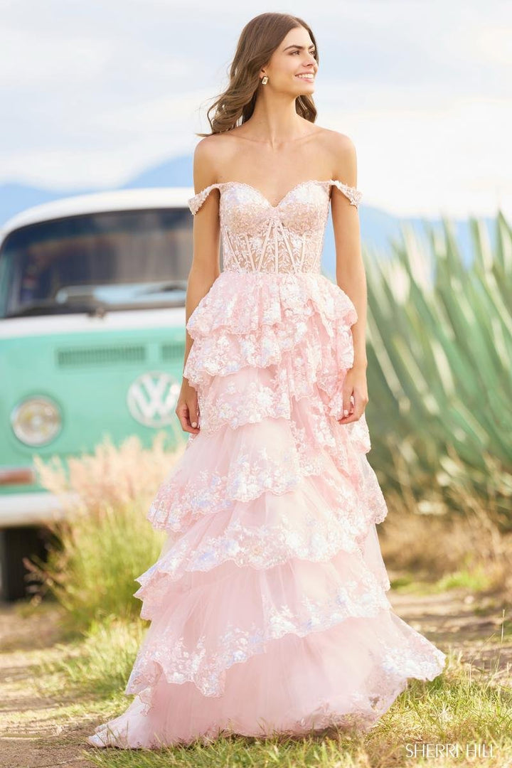 Sherri Hill 55500 Blush Prom Dress
