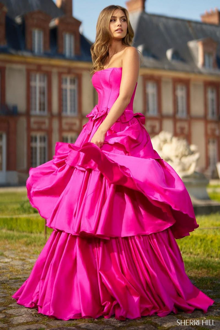 Sherri Hill 56908 Bright Fuchsia Prom Dress