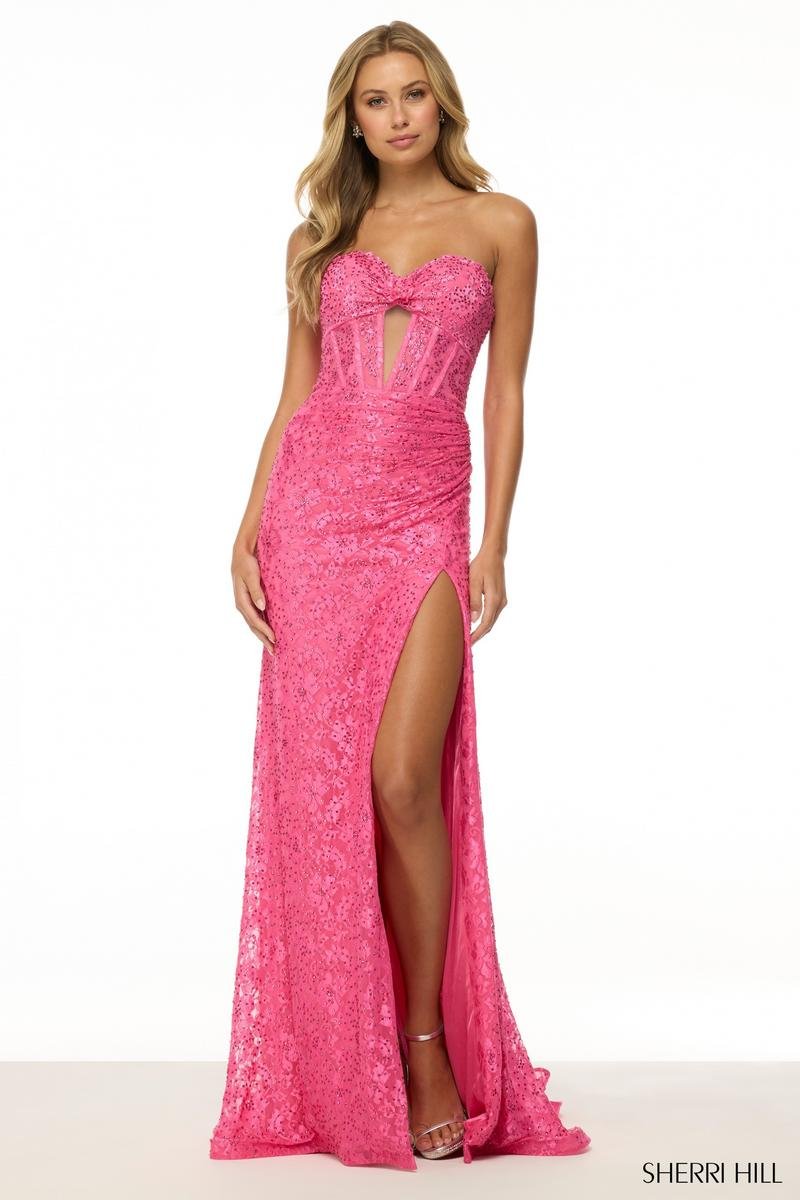 Sherri Hill 57086 Bright Pink Prom Dress