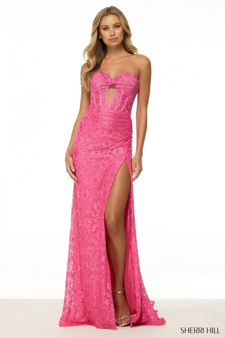 Sherri Hill 57086 Bright Pink Prom Dress
