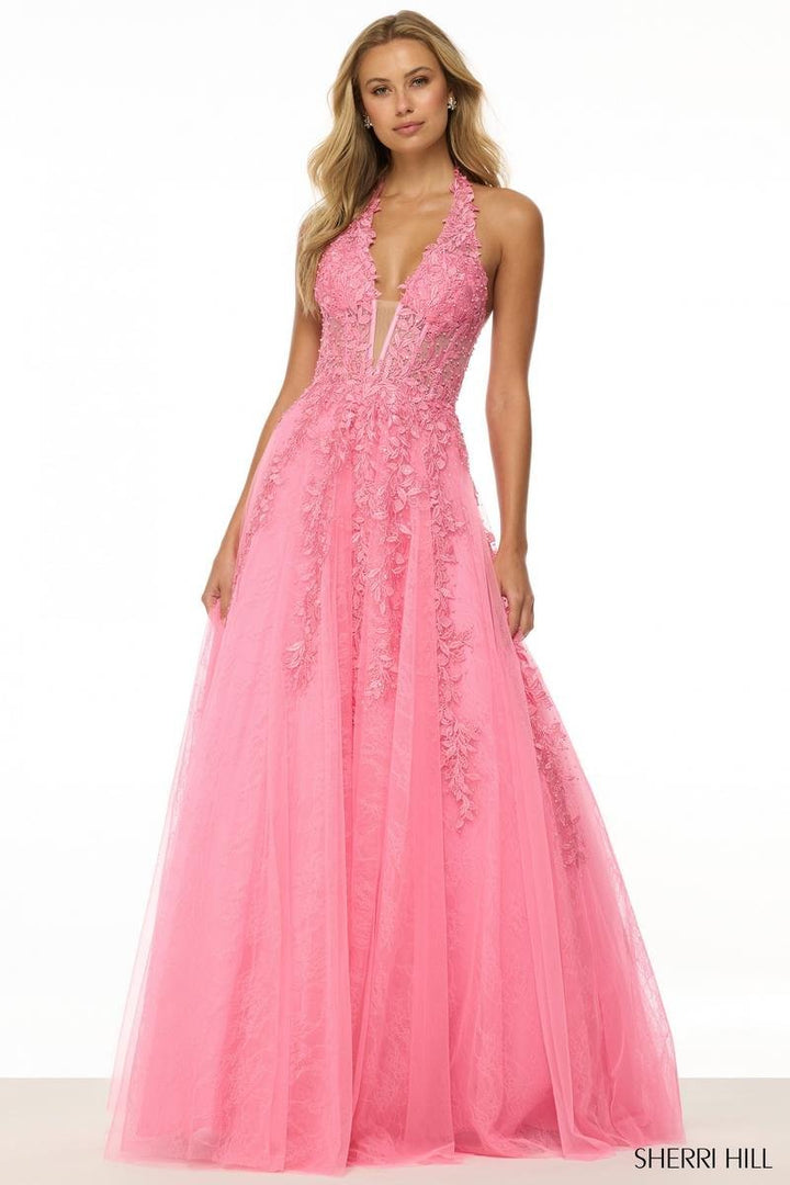 Sherri Hill 56490 Bright Pink Prom Dress
